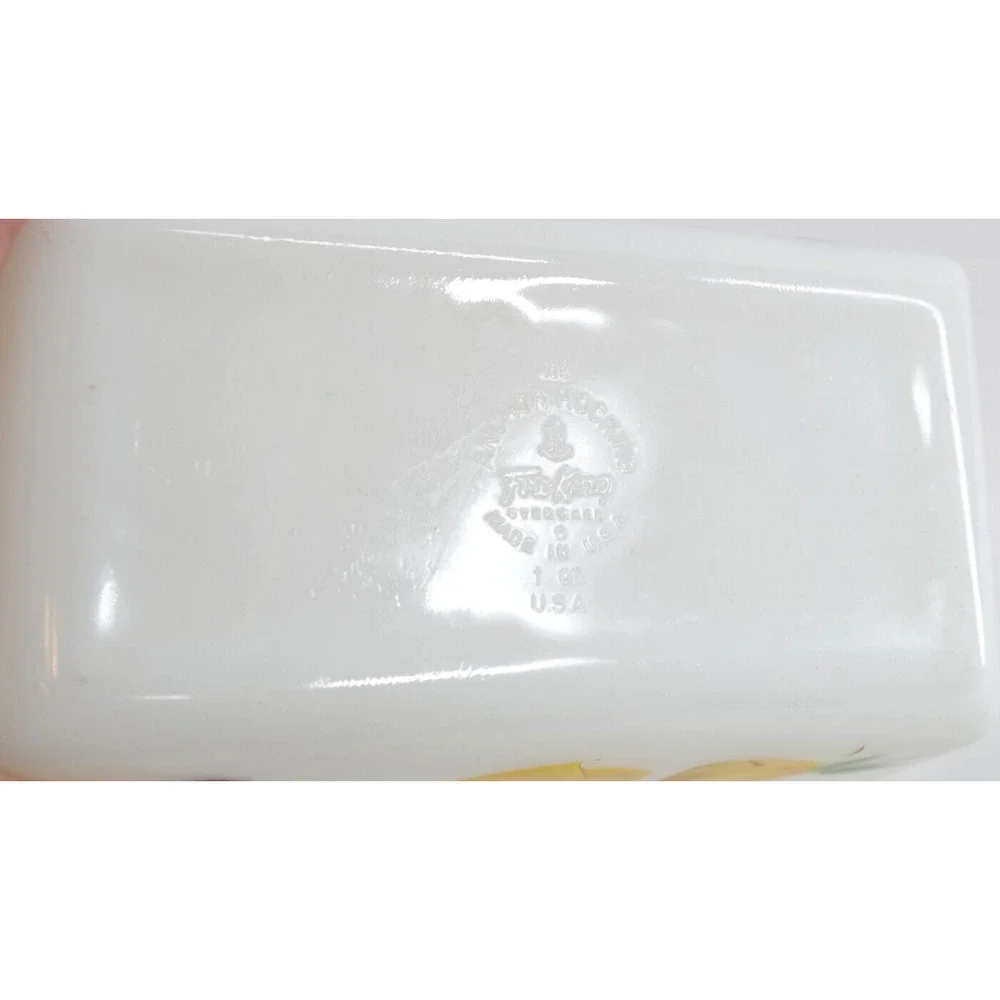 Anchor Hocking Fire King Loaf Pan 1qt Mid Century-Hand Painted Fruit Vintage